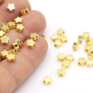 5,5mm 24 K Shiny Gold Plated Flower Beads, Spacer Beads, Flower Spacer Beads, Gold Plated Flower Charms,Gold Findings,Flower - GLD2149