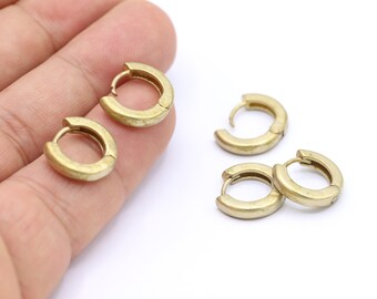 Componentes para pendientes de latón sin tratar de 15 mm, aros delicados, cierres para pendientes de latón sin tratar, cierres para pendientes de latón sin tratar, cierres de palanca para pendientes, pendientes - RAW642