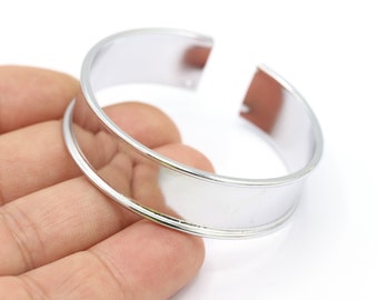 15x155mm Channel Size 12mm Rhodium Plated Cuff Bangle, Bracelet Bangle, Cuff Channel Bracelet, Bracelet Findings, Rhodium Bracelet  - RDM720