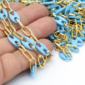 8,5x16mm 24 k Shiny Gold Plated colored Chains ,enamel chain - CHN405
