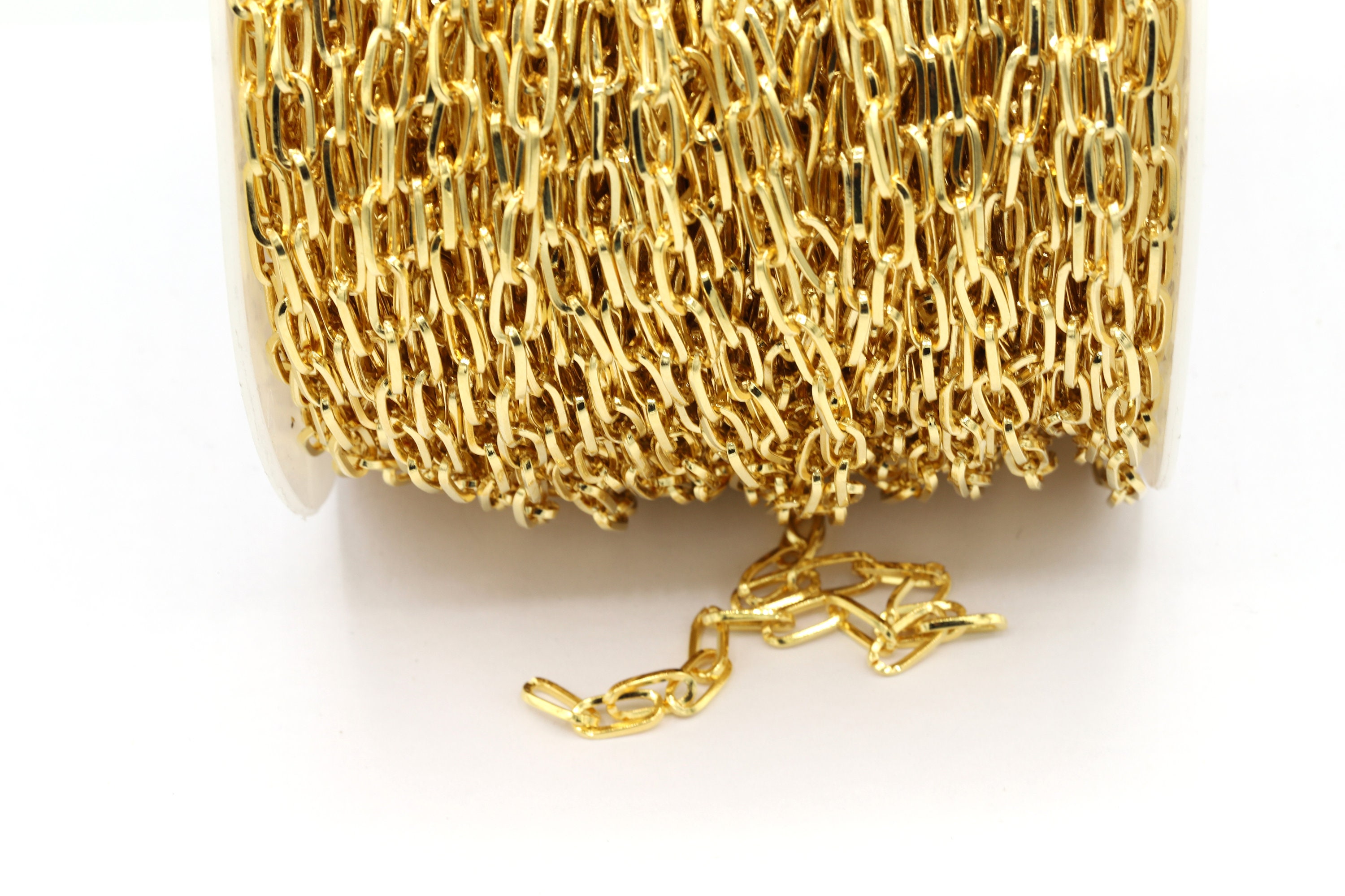 Shiny Rellor Chain 4x9mm 24 K Shiny Gold Plated Rolo Chains , Chooker Chains , Cable ...