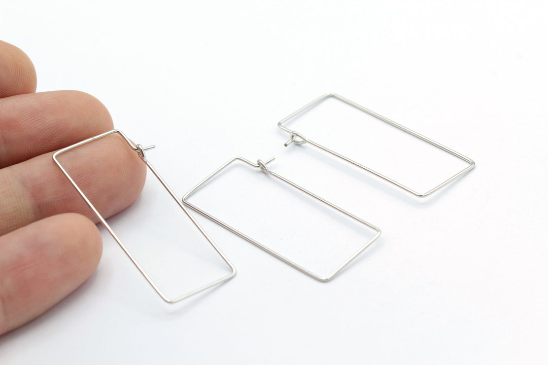 Rectangular Ear Clips 16x40mm Rhodium Plated Rectangle Earring , Rectangle Earrings , Ear ...