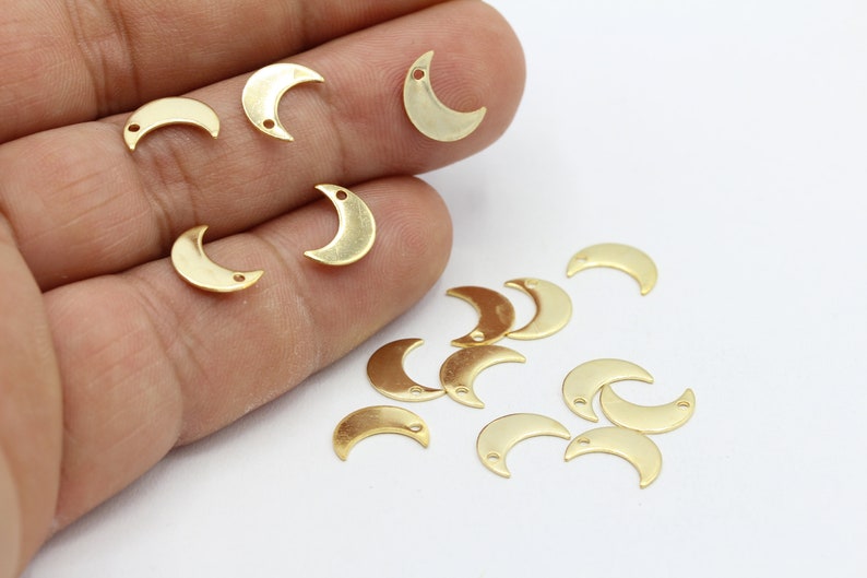 GLD153 7x10mm 24 k Shiny Gold Plated Moon Charms