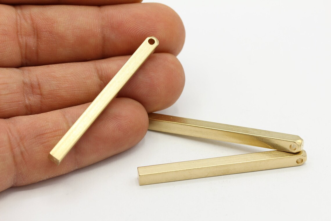 4x50mm Raw Brass Bar Charms Rectangle Bar Pendants Etsy