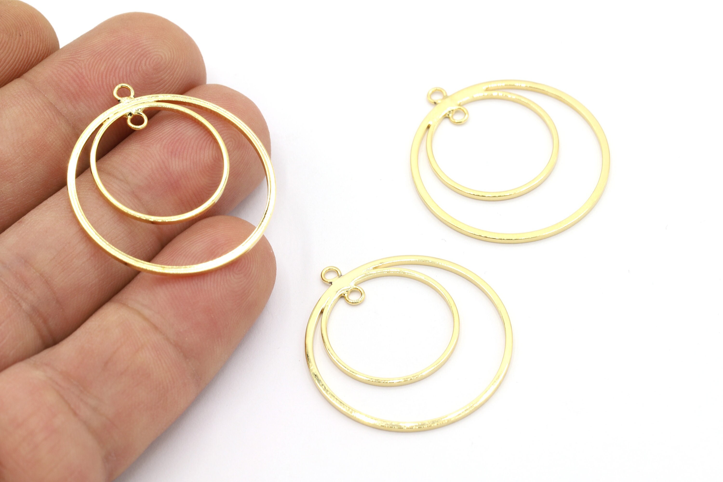 30mm 24 k Shiny Gold Plated Earring Hoop , Earring Findings, Hoop Earrings , Necklace Findings, Gold Plated Pendant, - GLD443