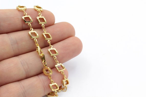 6 x 8 mm 24 k 光沢のある金メッキ仕上げチェーン、仕上げ済み 