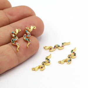 6x22mm 24 k Shiny Gold Plated CZ Snake Charm - GLD1174