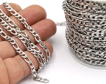 Cadena rectangular de acero de 4,5 x 9 mm, cadenas a granel, cadenas de acero hechas a mano, componentes para collares, pulseras, cadenas de acero inoxidable - CHN589
