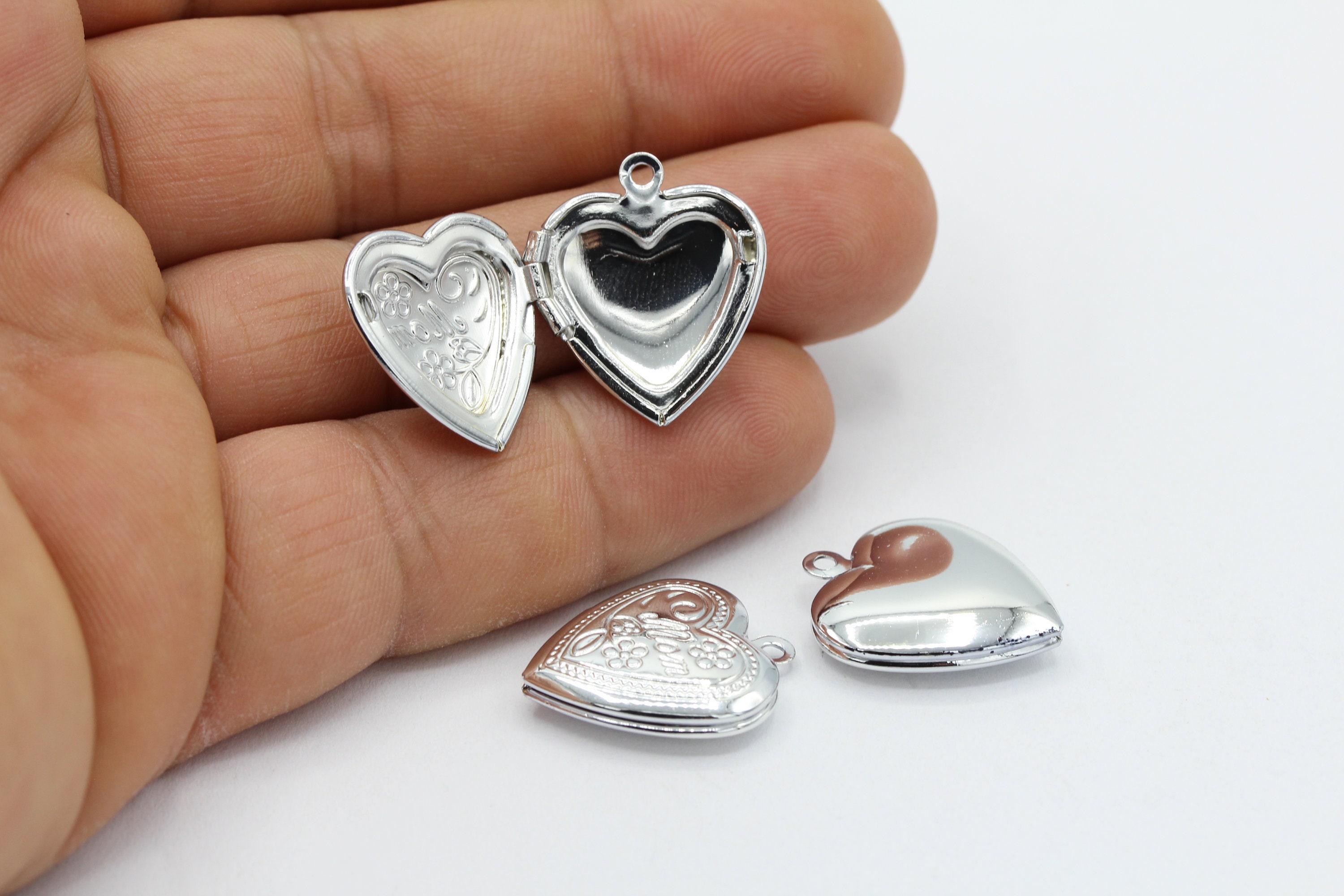 3 Set, Rhodium Plated Heart Magnetic Clasps, Heart Clasp, Magnetic Clasp,  Couples Magnetic Heart Necklace, Magnetic Half Heart Necklaces, 