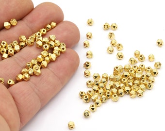 Intercalaires 3,5 mm en plaqué or brillant 24 carats, espaceur hexagonal plaqué or, perles intercalaires, perles en plaqué or, embouts d'espacement, espaceur - GLD2082