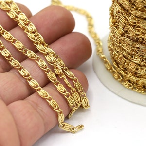 3.5x9,5mm 24 K Shiny Gold Plated Curb Chains, Soldered Chains, Bar Chains, Necklace Chains, Jewelry Making, Curb Chains - CHN557