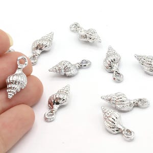 7x20mm Rhodium Plated Sea Shell Charms, Shell Pendants, Necklace Findings - RDM1002