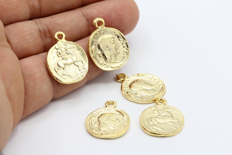 GLD110 18x23mm Shiny Gold Plated Greek Coins