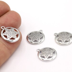 17x20mm Rhodium Plated CZ Micro Pave Star Pendant, CZ Pave Star Charms, Cubic Zirconia Charms, Necklace Findings, CZ Star - CZ511