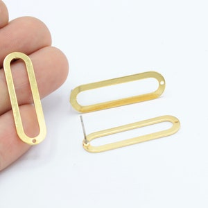 10 x 33 mm 24 k Glänzender Vergoldeter geometrischer Ohrring, Ohrstecker - GLD-1138