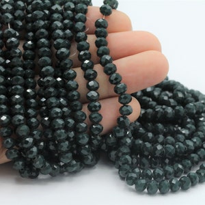 6mm  Crystal Beads , 1 Strand (95 pcs) , Rondelle Crystal Bead,  Faceted Full Strand Crystal Glass Bead ,  green  color , TS-727