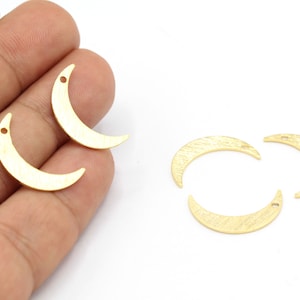 13x22mm 24 k Shiny Gold Plated moon Pendant , Moon Pendants- GLD1483