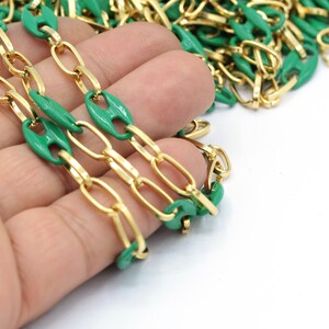 8,5x16mm 24 k Shiny Gold Plated colored Chains ,enamel chain - CHN406