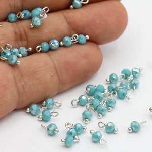4mm Rhodium Plated Wire Wrapped Link Beads , Crystal Beads ,Foot Beads,Spacer Beads ,Rondelle Beads,Necklace and Bracelet Findings- TS582