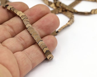 3x6mm Brown Color Chevron Hematite Beads, Arrow Hematite, Necklace Findings, Bracelet Findings, 1 Strand - Approximately 110 Beads - BK57