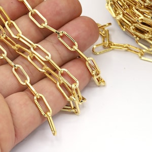 5,5x13mm 24 K Shiny Gold Plated Rectangle Chain, Bulk Chains, Handmade Gold Plated Chains, Necklace Findings, Bracelet  - CHN526