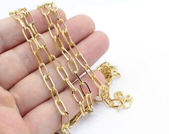 24 k Shiny Gold Plated Oval Chains , Box  Chains , Oval Rolo Chains , Bulk Chains 5x10mm- CHN444
