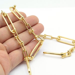 9x33mm 24 k Shiny Gold Plated  chain , Bulk Chains - CHN348