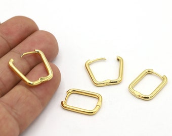 13x20mm 24 K Shiny Gold Plated Earring Findings, Dainty Hoops, Gold Earring Clasps, Gold Plated Earring Earlier, Earring Leverback - GLD2100