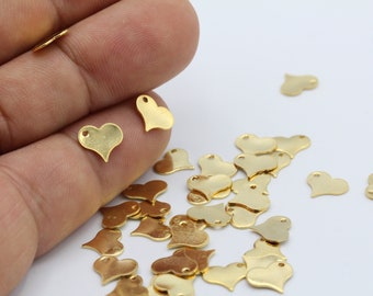 8x9mm 24 k Shiny Gold Plated Heart Charms - GLD161