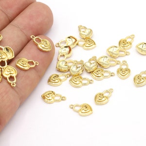 7x13mm 24 k shiny Gold Plated Heart Pendant , Heart Charms , Gold Plated Heart Charms, Heart Pendant, Gold Plated - GLD1929