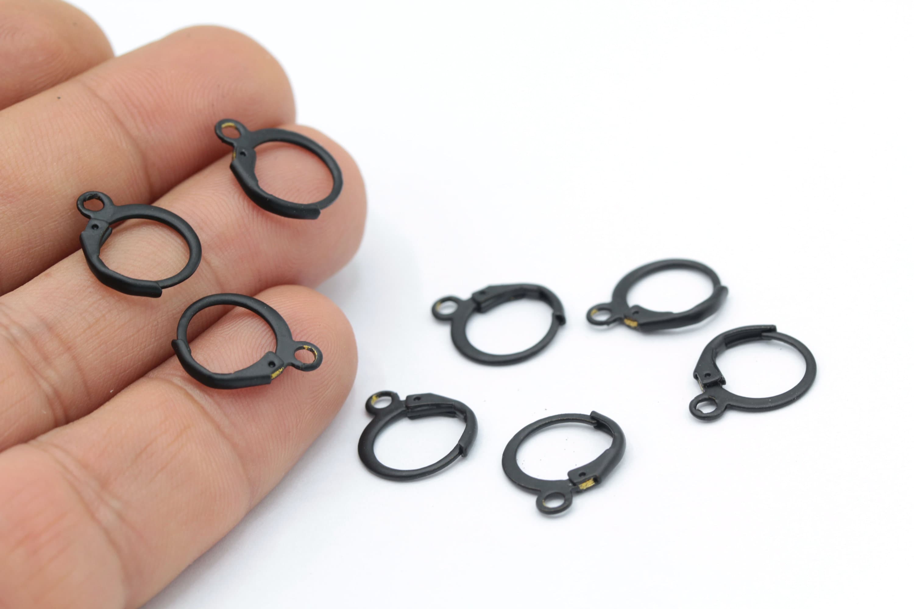 Black Plated Leverback Earring Findings, Plain Leverback Finding, Black plated Earring, Black Earring, 6 Pcs 12x14mm-TS794