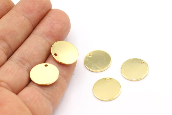 Disco redondo chapado en oro brillante de 24 k de 1 x 16 mm sello en blanco monedas dijes chapados en oro disco de grabado laser chapado en oro GLD1763 Etsy Espana