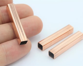 Tubos cuadrados de latón crudo de 5,5 x 33 mm, cuentas de tubo largo, tubos - RAW-331