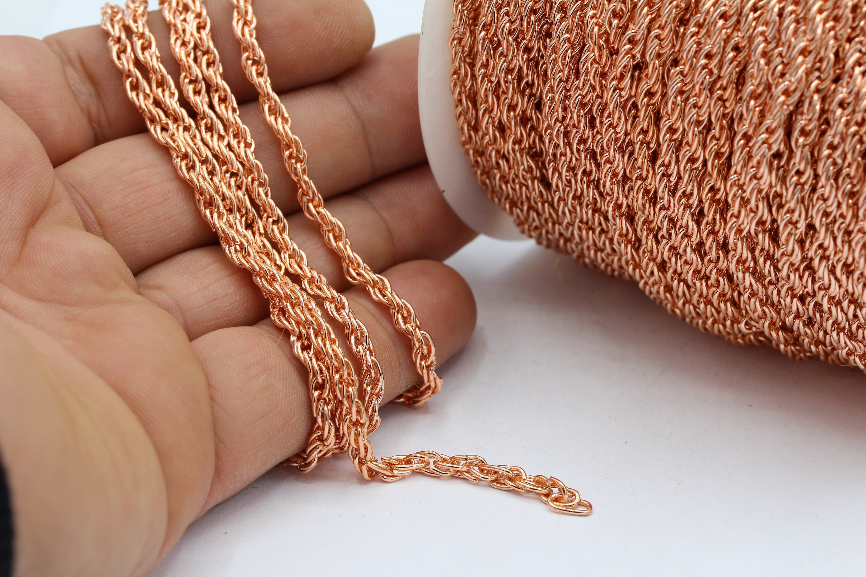 3,5mm Rose Gold Plated Mesh Chains , Cable Chains , Rolo Chains CHN179 -  Etsy