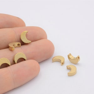 7x10mm Raw brass  Moon Charms - RAW-411