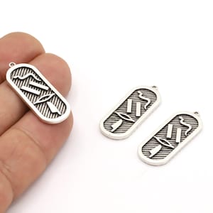 12,5x31mm Antique Silver Plated Pharaoh Charms, Antique Silver Plated Medallion, Medallion Charms, Medallion Pendant - TS849