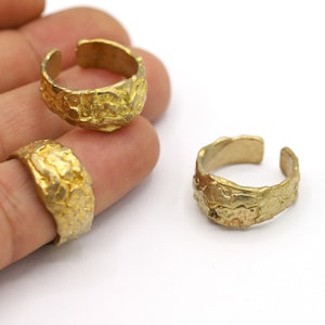 Taille intérieure 17 mm, bagues en laiton brut, bagues réglables, anneaux martelés, bagues en laiton brut faites main, bague en laiton brut - RAW672