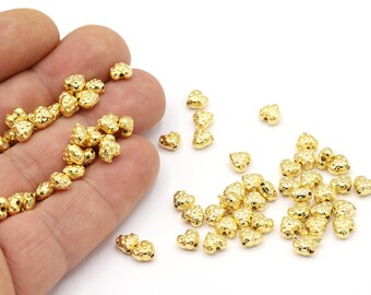 6mm 24 K Shiny Gold Plated Spacer Beads, Gold Plated Spacer Heart, Spacer Beads, Gold Plated Beads, Spacer Findings, Spacer - GLD2083