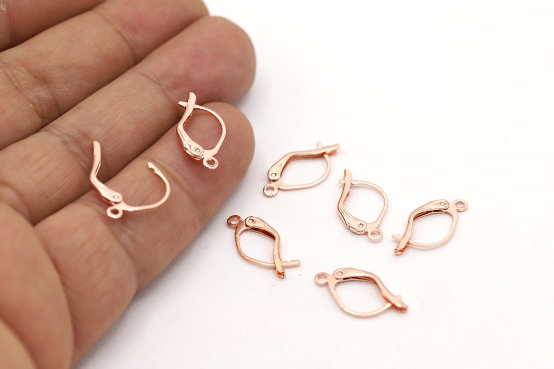 9x15mm Rose Gold Plated Leverback Earring Findings, Plain Leverback ...