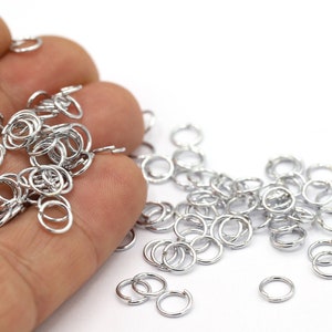 0,8x7mm Rhodium Plated Jump Rings, Jump Ring, Rhodium Plated, Necklace Findings, Jewelry Making, Jewelry Supplies, Ring Findings - RDM888
