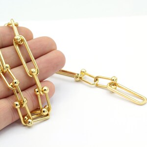 9x33mm 24 k Shiny Gold Plated  chain , Bulk Chains - CHN345