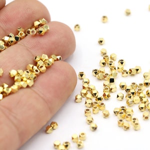 2,5mm 24 K Shiny Gold Plated Spacer Beads, Gold Spacer Hexagon, Spacer Beads, Gold Beads, Spacer Findings, Spacer, Hexagon Spacer - GLD2153