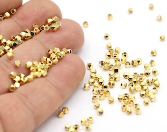 2,5mm 24 K Shiny Gold Plated Spacer Beads, Gold Spacer Hexagon, Spacer Beads, Gold Beads, Spacer Findings, Spacer, Hexagon Spacer - GLD2153