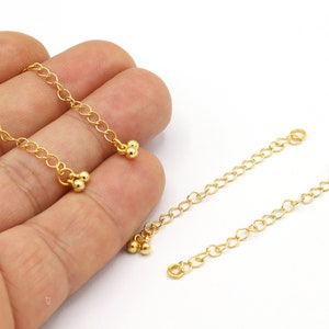 2,5” 24 K Shiny Gold Plated Extender Chains, Extension Chains, Extender Chain With Ball, Extender Ball, Necklace Apparatus  - GLD2095-1