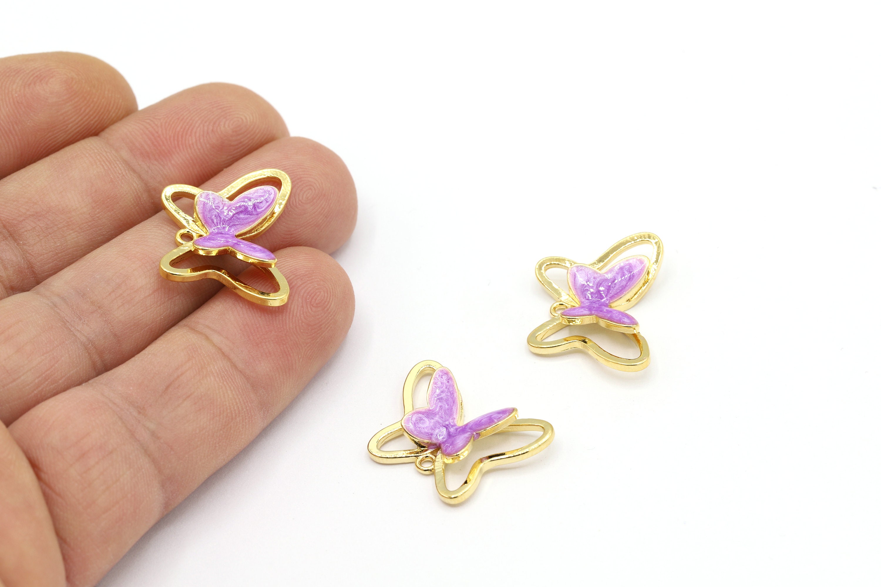 Breloque Pendentif Papillon Plaqué Or 24k - Garantie à Vie - Neuf Avec étiquettes