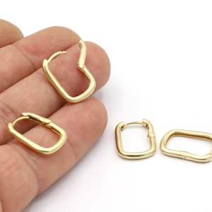 13x20mm Raw Brass Earring Findings, Dainty Hoops, Raw Brass Earring Clasps, Raw Brassa Earring Earlier, Earring Leverback - RAW616