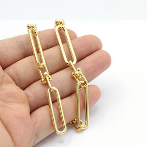 9x33mm 24 k Shiny Gold Plated  chain , Bulk Chains - CHN351