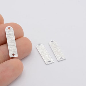6x23 Rhodium plated  D Shape Charms ,  Textured Blanks ,  With 2 Hole  - RDM-586