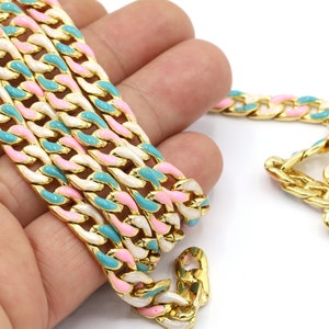 7,5 x 11 mm 24 k glänzende vergoldete Panzerketten, Emaille Kette gelötete Ketten, vergoldete Panzerketten, Strickkette, Halskette, - CHN8