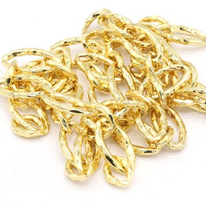 14x26mm 24 k Shiny Gold Plated Oval Patterned Chain , Bulk Chains, Handmade Gold Plated Chains, CHN498 image 2